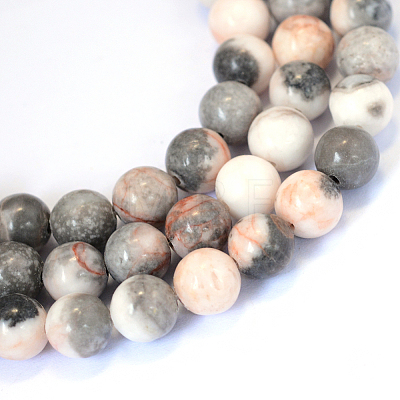 Natural Zebra Jasper Round Beads Strands X-G-E334-6mm-11-1