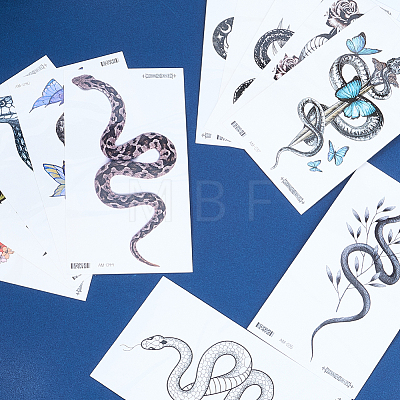 Snake Water Proof Removable Temporary Tattoos Stickers AJEW-WH20048-49-1