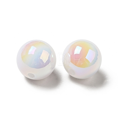 UV Plating Opaque Rainbow Iridescent Acrylic Beads SACR-A001-03C-1