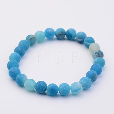 Natural Weathered Agate Stretch Beads Bracelets X-BJEW-JB02513-04-1