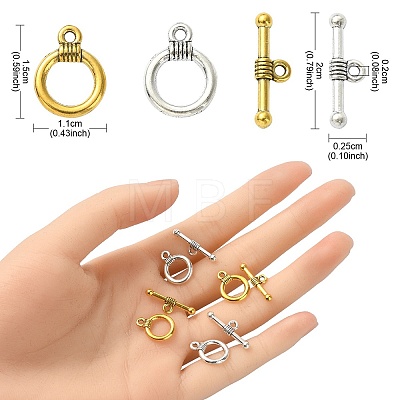 20Pcs 2 Colors Tibetan Style Alloy Toggle Clasps FIND-YW0004-22-1