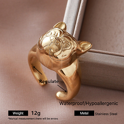 304 Stainless Steel Cuff Open Rings for Women UC0575-2-1
