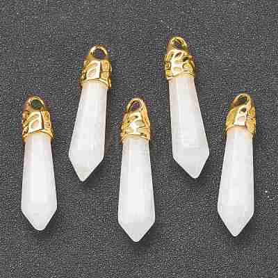 Bullet Natural White Jade Pointed Pendants G-E332-C27-G-1