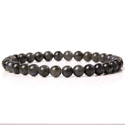 Synthetic Larvikite Round Beaded Stretch Bracelet SF8562-2-1-1