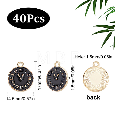 Clock Alloy Enamel Pendants ENAM-SC0003-47A-1