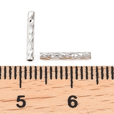 Brass Textured Tube Beads KK-H250-01A-P-1
