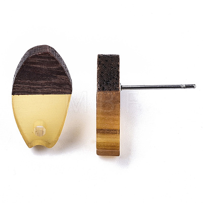 Transparent Resin & Walnut Wood Stud Earring Findings MAK-N032-010A-A02-1