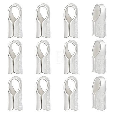 12Pcs Column Sterling Silver Cord Ends STER-BC0004-48B-1