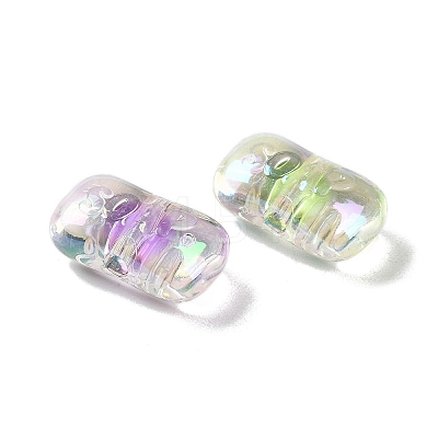 UV Plating Rainbow Iridescent Acrylic Beads OACR-H112-15D-1