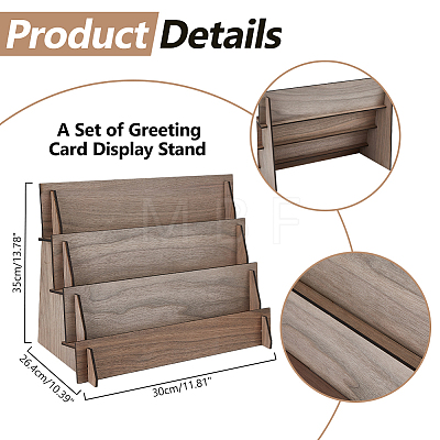 3-Tier Wooden Earring Display Card Stands EDIS-WH0022-30-1