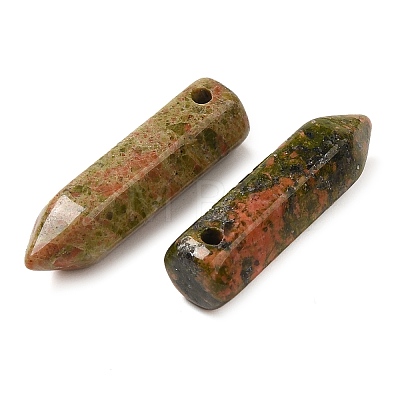 Natural Unakite Pointed Pendants G-C158-05J-1