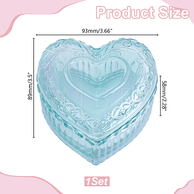 Embossed Heart Transparent Glass Jewelry Storage Boxes with Lid AJEW-HY0003-62A-1