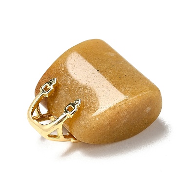 Natural Topaz Jade Brass Pendants KK-E274-01G-16-1
