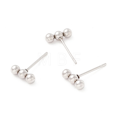 Tarnish Resistant 201 Stainless Steel Beaded Horizontal Bar Stud Earrings with 316 Stainless Steel Pin for Women X-STAS-K238-01P-1