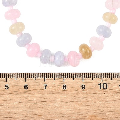 Macaron Color Dyed Natural White Jade Rondelle Beaded Necklaces with Glass Seed Beads for Women NJEW-JN06593-01-1