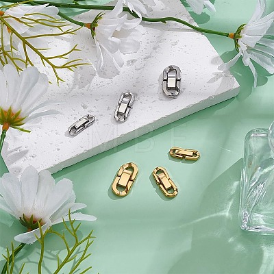 6Pcs 6 Styles 304 Stainless Steel Fold Over Clasps STAS-PH0006-09-1