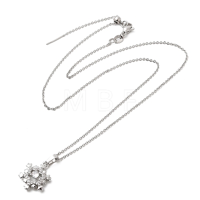 Christmas Snowflake Brass Micro Pave Cubic Zirconia Pendants Necklaces NJEW-L468-01P-A01-1