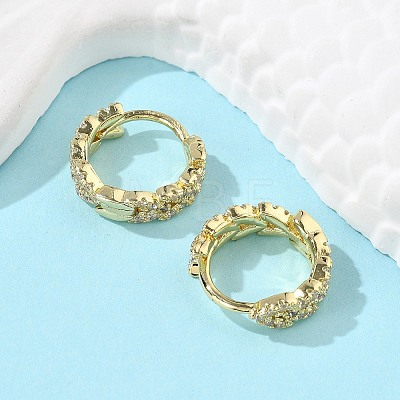 Brass Micro Pave Cubic Zirconia Huggie Hoop Earring EJEW-N011-03G-1