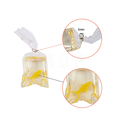 Goldfish Water Bag Resin Pendants DIY-SC0012-37-1