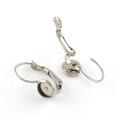 Tarnish Resistant Flat Round Tray Smooth Surface 304 Stainless Steel Leverback Earring Findings STAS-R065-63-1