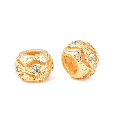Brass Micro Pave Clear Cubic Zirconia Beads KK-C142-12A-G-1
