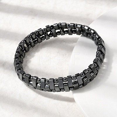 Non-magnetic Synthetic Hematite Stretch Bracelets for Men Women BJEW-G783-02-1
