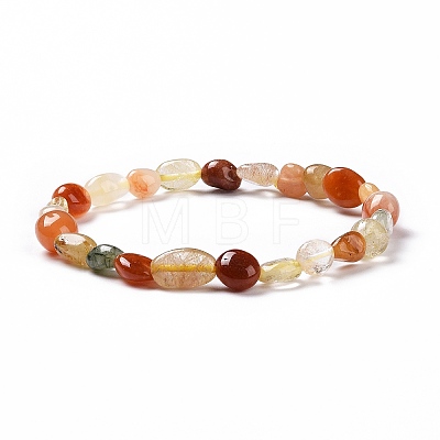 Natural Rutilated Quartz Bead Stretch Bracelets BJEW-K213-17-1