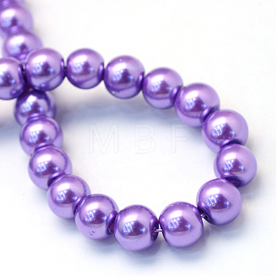 Baking Painted Pearlized Glass Pearl Round Bead Strands X-HY-Q003-10mm-27-1