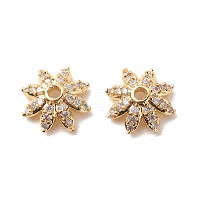Brass Micro Pave Clear Cubic Zirconia Bead Caps LS-KK-G420-31G-1