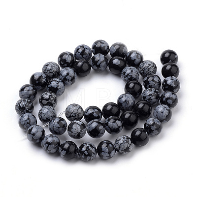 Natural Snowflake Obsidian Beads Strands G-S259-20-8mm-1