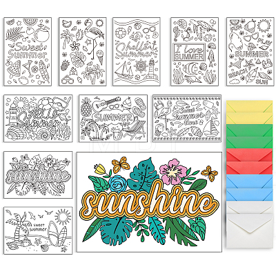 AHADERMAKER 1 Set Coloring Paper Greeting Cards Sets AJEW-GA0007-07-1