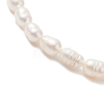 Natural Pearl Rice Beaded Stretch Bracelet for Women BJEW-JB09314-1