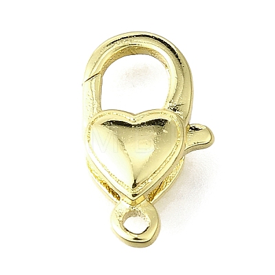 Heart Brass Lobster Claw Clasps KK-V007-20G-1