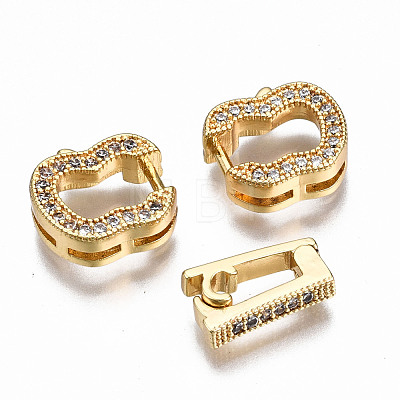 Brass Micro Pave Clear Cubic Zirconia Fold Over Clasps KK-T063-67G-NF-1