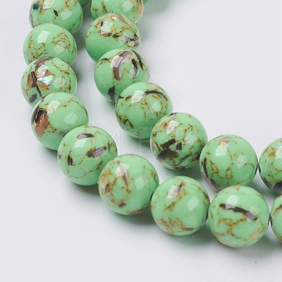 Sea Shell and Synthetic Turquoise Assembled Beads Strands X-G-G758-02-6mm-1
