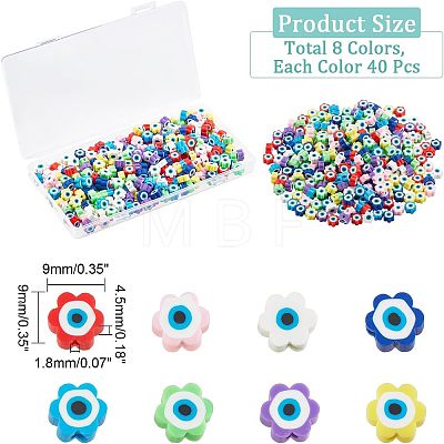 SUPERFINDINGS 320Pcs 8 Colors  Handmade Polymer Clay Beads CLAY-FH0001-17-1