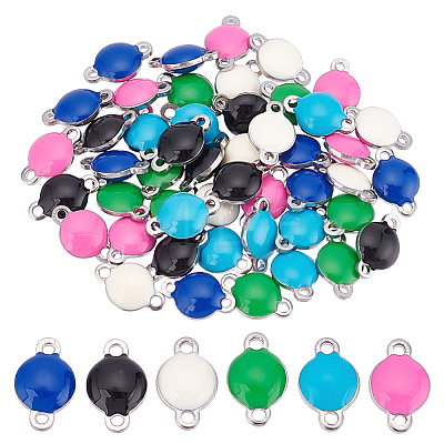 60Pcs 6 Colors 304 Stainless Steel Enamel Connector Charms STAS-DC0011-24-1