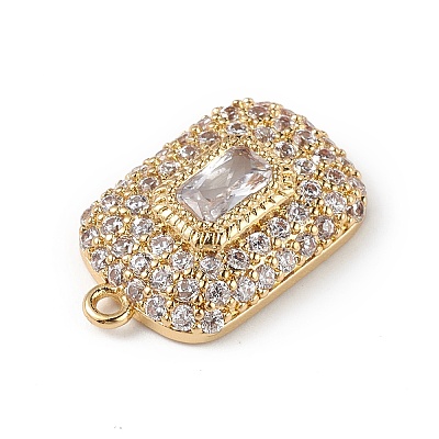 Rack Plating Brass Micro Pave Cubic Zirconia Pendants KK-C019-05G-1