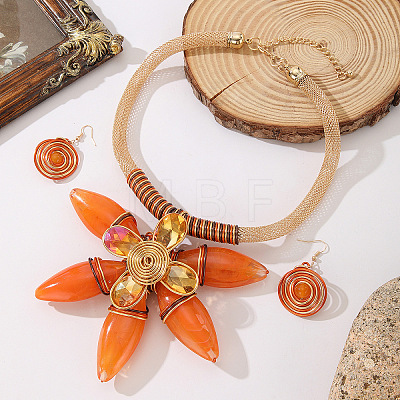 Aluminum & Resin Flower Statement Jewelry Set WGDD658-03-1