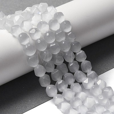 White Cat Eye Beads Strands G-Q169-E10-01-1