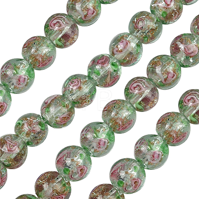 1 Strand Handmade Glod Sand Lampwork Beads Strands LAMP-PA0001-77B-1
