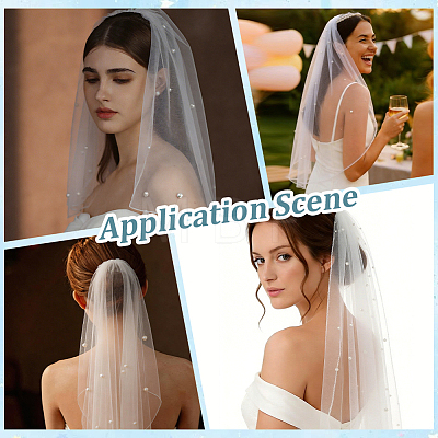 1Pc Polyester Mesh Bridal Veils AJEW-CP0011-53-1