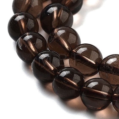 Natural Smoky Quartz Round Beads Strands X-G-E329-6mm-38A-1