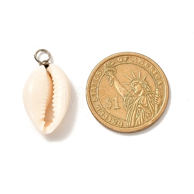 Natural Cowrie Shell Pendants PALLOY-JF00940-02-1