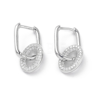 Circle Ring Rack Plating Brass Cubic Zirconia Hoop Earrings for Women EJEW-K245-27P-1