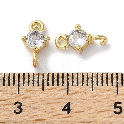 Rack Plating Brass Pave Clear Cubic Zirconia Connector Charms KK-Z039-39G-1