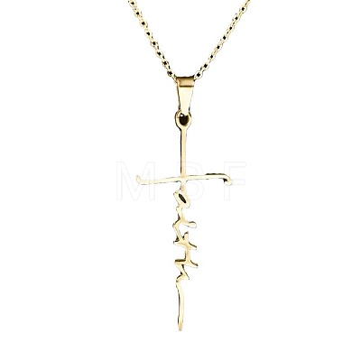 Faith Cross Alloy Pendant Necklaces for Women Men WG8C2EA-01-1