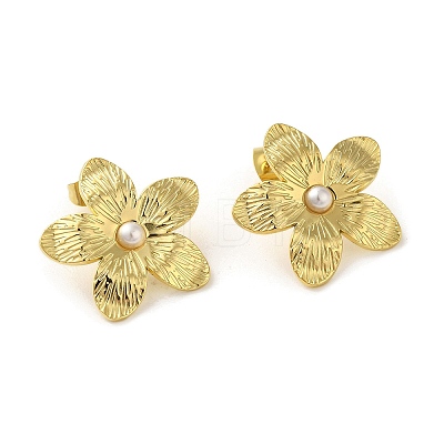 304 Stainlee Steel with Plastic Pearl Studs Earring EJEW-Z045-07G-1