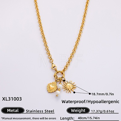 Ocean 304 Stainless Steel & Faux Pearl Pendant Necklaces FS-WG3F40F-02-1