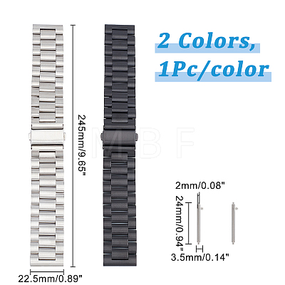 2Pcs 2 Colors 303 Stainless Steel Quick Release Watch Bands FIND-DC0001-20-1